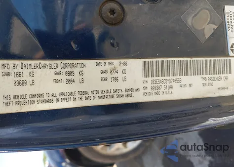 2000 Dodge Neon Highline из США, поврежденный, VIN 1B3ES46C5YD740559